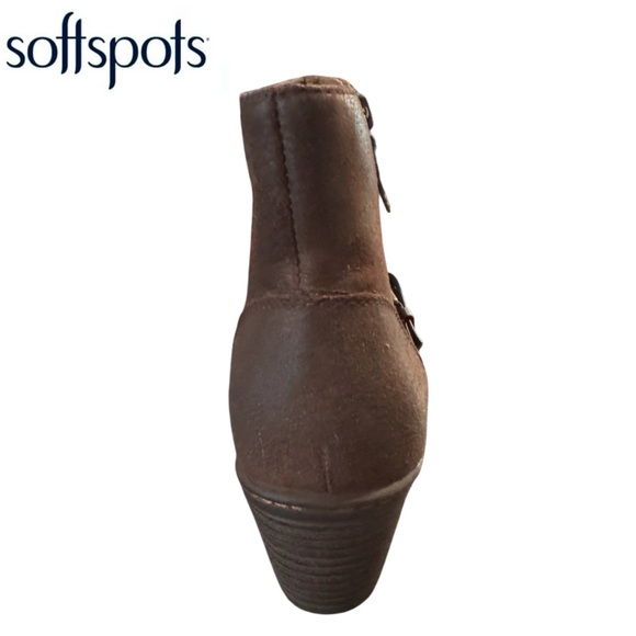 NIB - Softspots Saffron Coffee Brown Leather Comfort Bootie Ankle Boots Size 9 - Picture 6 of 8